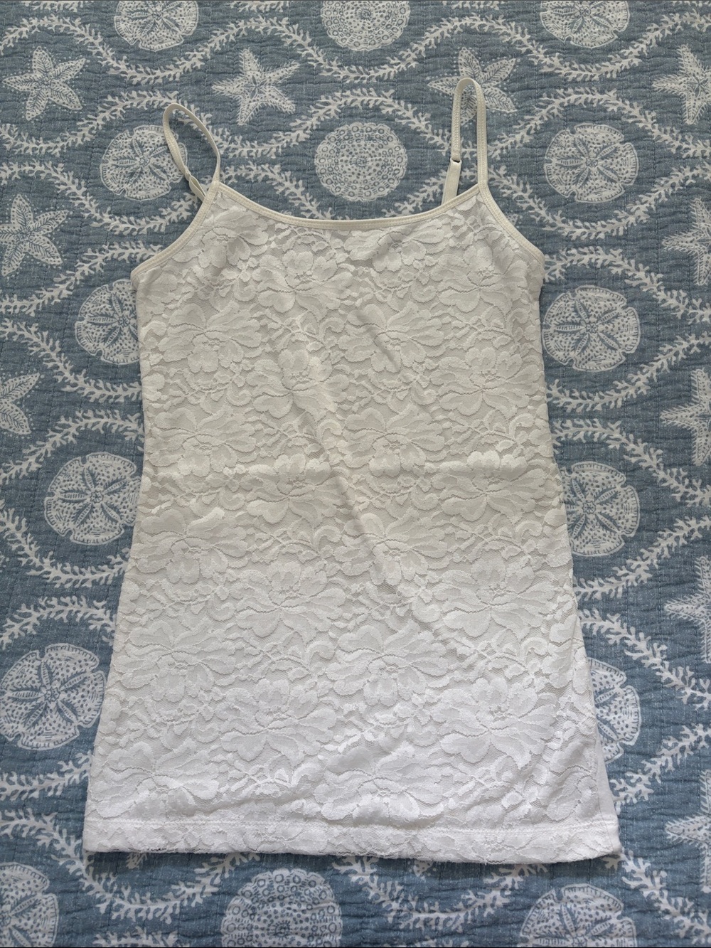 Aeropostale White Floral Lace Camisole with Spaghetti Straps